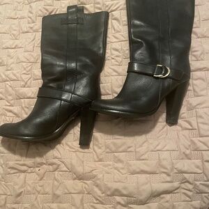 Ralph Lauren black leather high heel boots